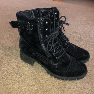 Velvet combat boots